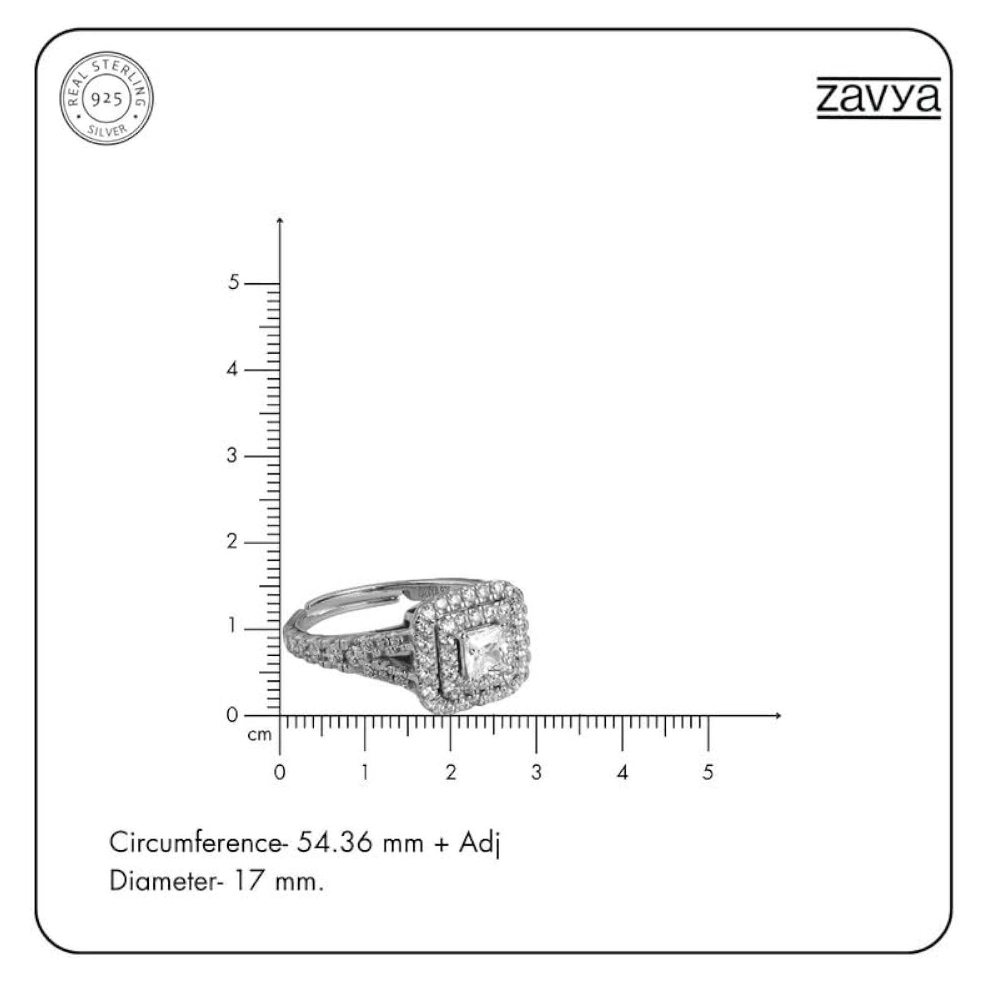 925 Silver CZ Solitaire Rhodium Ring for Women