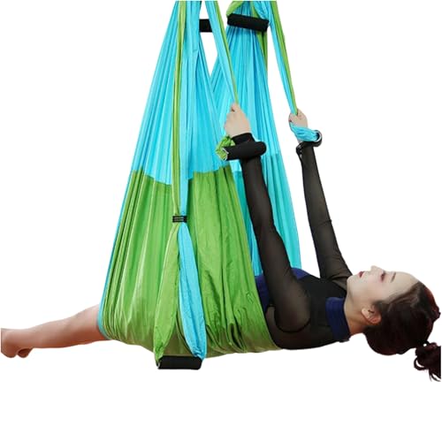Anti-Schwerkraft-Aerial-Yoga-Fitness-Hängematte, Höhenverstellung, Hängende Griff-Inversions-Swing-Sling-Hängematte für Entspannendes und Verletzungsfreies Training (Himmelblau