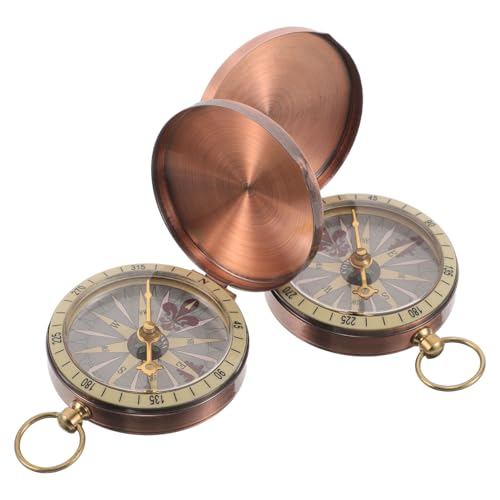 Boussole de randonnée vintage en cuivre : lot de 2 outils rétro à offrir aux campeurs