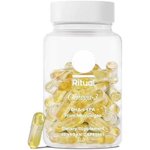 Ritual Omega 3 - Vegan - Science-Backed Dose of DHA & EPA Fatty Acids in 2:1 Ratio, Bioavailable, Brain and Heart Health Support, Minimal Burp-Back, Sustainably Sourced Microalgae, 30 Day Supply Cover