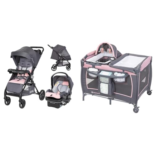 Baby Trend Passport Carriage Travel System with Bassinet, Changing Table, Toys, and Music Center, Dash Pink - image 1