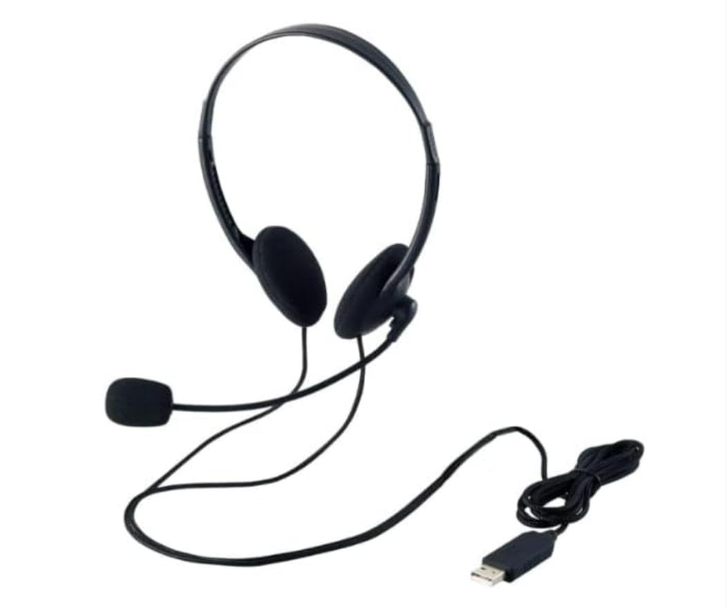 ヘッドセット マイク USB 両耳 オーバーヘッド ヘッドセット USB ノイズキャンセリング 単一指向性 軽い 有線 マイク付き ヘッドホン 長時間 ウェブ会議 - 2