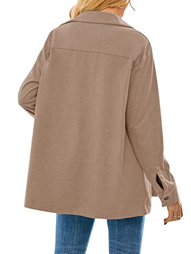 Cnkwei Shacket Jacket Women Button Down Shirt Jacket Casual Long Sleeve Shacket with Pockets2