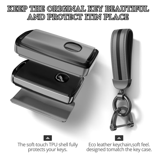 Image of For Mazda Key Fob Cover Accessories, Matte TPU Material, With a Cute Leather Keychain, for 2019-2025 Mazda 3,2020-2026 CX-5, CX-30, CX-9，CX-50