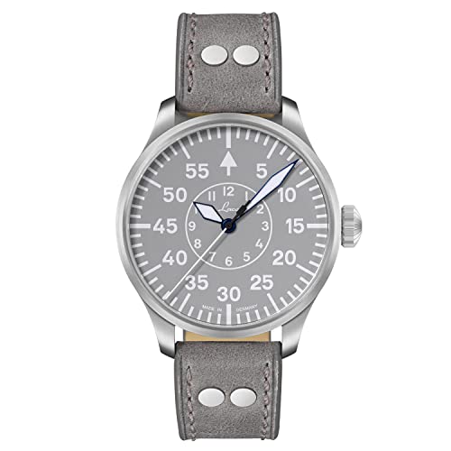 Laco Montre d'aviateur, montre automatique, boîtier en acier inoxydable, verre saphir, 5 bar, fabriquée en Allemagne, Herren, lanière