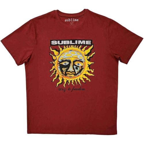 Sublime T Shirt Grn 40 Oz Band Logo Nouveau Officiel Unisex Rouge Size S