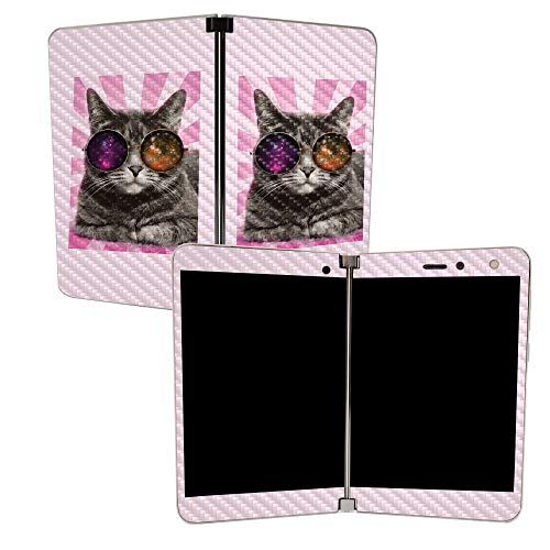 Image of MIGHTY SKINS MightySkins Carbon Fiber Skin for Microsoft Surface Duo - Galaxy Cat | Protective, Durable Textured Carbon Fiber Finish | Easy to Apply, Remove, and Change Styles | Made in The USA