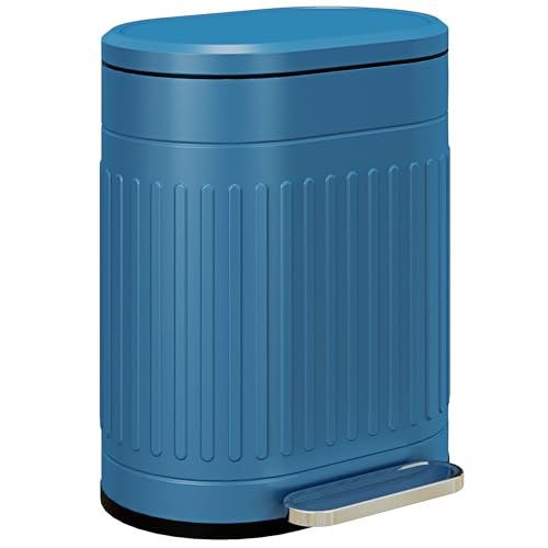 HOMCOM Poubelle de cuisine, 20L, poubelle à pédale, ovale, en métal avec couvercle à fermeture douce, anti-traces de doigts, seau intérieur amovible, 36,5 x 31,2 x...