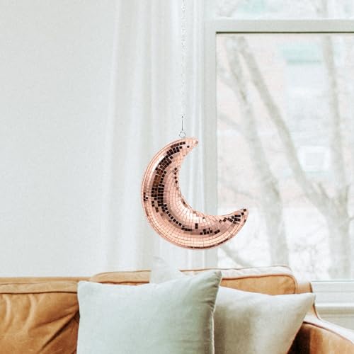 Bola espejada en forma de luna colgante UPKOCH, decoración reflectante portátil para fiestas, bodas y eventos, ornamentación única para iluminar cualquier ambiente miniatura 6