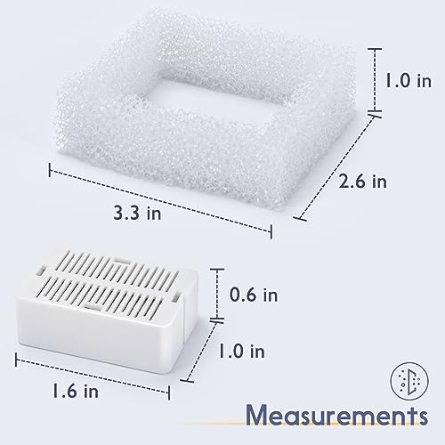 Image of Lawfery 16 Pack Ceramic Cat Water Fountain Filters Replacement, 16 Cat Fountain Filters and 4 Pre-Filter Sponges for Ceramic Pet Water Fountains (16+4)