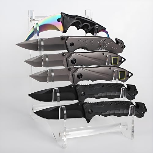 Image of WANLIAN Pocket Knife Display Stand, Knife Holder, Knife Collection Display Stand, for pocket knife organizer& Display hut home decoration (transparent)