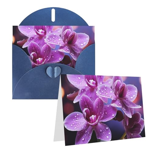 Cartes de vœux fleurs violettes avec enveloppes pour toutes occasions