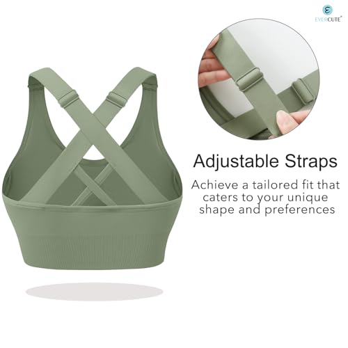 Image of Evercute Sports Bras for Women Padded Medium Support Criss Cross Strappy Bra Seamless High Impact Yoga Exercise Athletic Bras