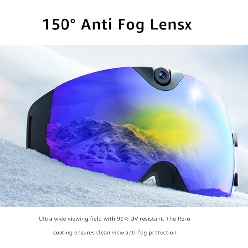 OhO 4K Smart Ski Goggles, WiFi Camera Snowboard Goggles with UV Protection, Anti Fog (Men/Women)