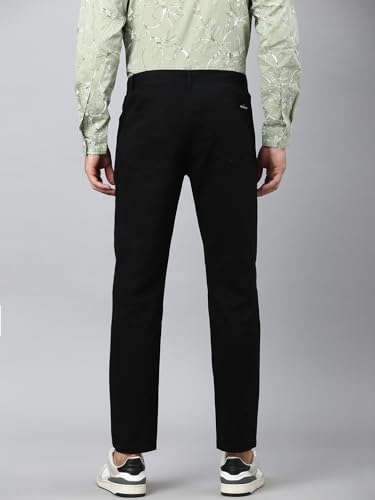 Image of Hubberholme Men's Tapered Fit Cotton Trousers, Ankle Length Button Closure Chinos