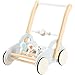 labebe Baby Lauflernhilfe Holz Auto Grau Lauflernwagen mit Uhr Push Pull Spielzeug Activity Babywagen für Kinder ab 1 Jahre
