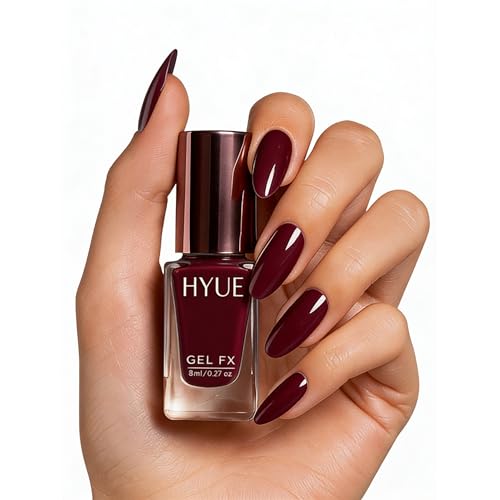 Image of HYUE Gel FX Nail Paint | Forbidden Fruit | 8ml | Ultra-Glossy Finish | 14-Day Long-Lasting Wear | Quick-Dry & Chip-Resistant | Vegan & Paraben-Free | No UV Needed | 33 Rich Salon-Quality Shades