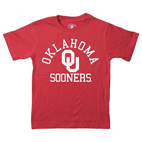 Wes and Willy NCAA Kids S/S Organic Cotton Tee Shirt, Oklahoma Sooners, 6, Bullseye Red