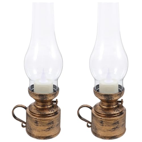 Reviews de Lámparas de aceite del mes. 50 Homoyoyo 2 Piezas Lámpara LED Vintage Tipo Quinqué Decoración Retro para Escritorio y Fiestas Linterna de Aceite Electrónica sin Batería para Navidad y Halloween