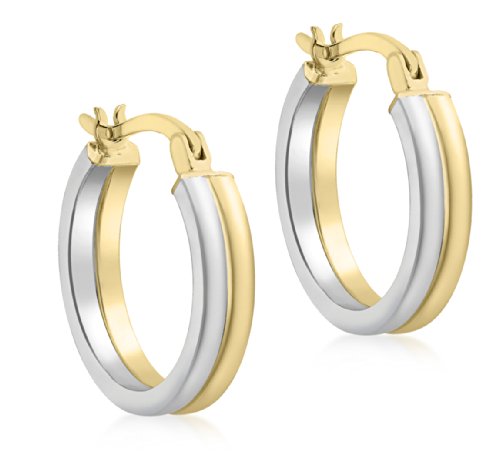 Créoles deux couleurs en or 9 carats 18 mm élégance intemporelle