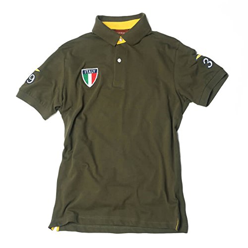 Polo T-Shirt Tshirt Estivale Manches Courtes écusson Italie armée Militaire L Vert