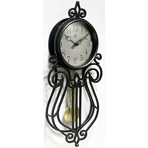 Infinity Instruments 20 inch x 9 Inch Classic Traditional Vintage Rustic Farmhouse Pendulum Non-Ticking Silent Battery Operated Easy to Read Wall Clock for Living Room, Bedroom, Kitchen, Antique Black - Image 6