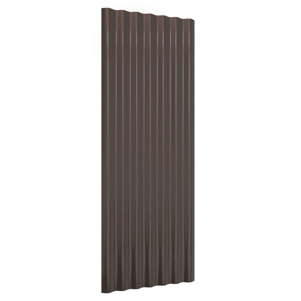 Paneles de techo (12 piezas, acero galvanizado, marrón, 100 x 36 cm, placas de techo, chapas de techado para refugios de jardín, establos, locales comerciales, casas móviles