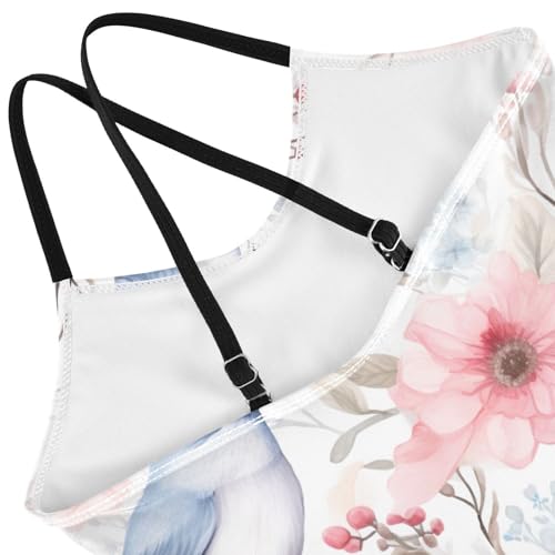 Flowers Floral Pink Bird Girls One Piece Swimsuit Beach Swimwear 208489424