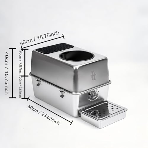 Arenero para gatos acero inoxidable 304 cerrado XL miniatura 3