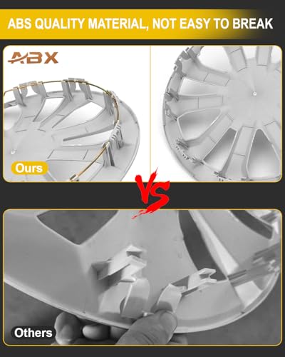 Image of ABX Hubcap Wheel Covers Hub Caps 16 Inch Set of 4 Silver Universal Wheel Rim Cover R16 Stylish Car Decor Wheel Covers for Toyota Camry Nissan Mazda (silver-04, 16 inch)