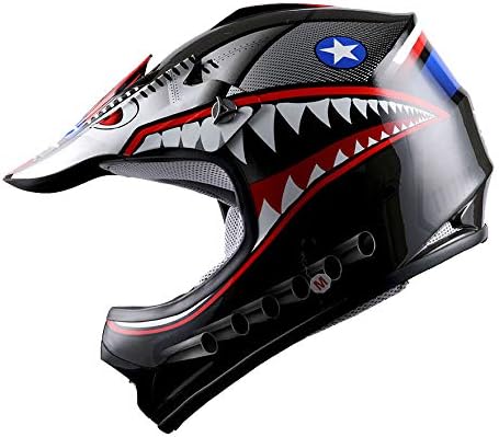 WOW Youth Kids Motocross BMX MX ATV Dirt Bike Moutain Helmet Shark Black