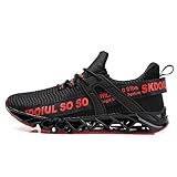SKDOIUL Sport-Laufschuhe für Herren, Mesh, atmungsaktiv, Trailrunner, modische Turnschuhe, 59-blackred, 43 EU