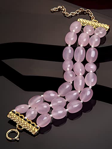 Image of Karatcart Glossy Finish Tumble Stone Studded Beaded Bracelet for Women
