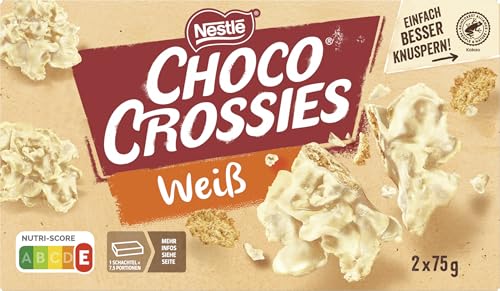 Nestlé CHOCO CROSSIES White knusprige Flakes umhüllt von cremiger weißer Glasur 1er Pack (à 2 x 75g)