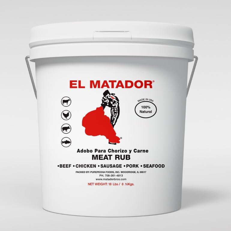 El Matador Adobo Paste Marinade Concentrate for Chorizo and Carne - Food Service and Commercial Use - 18 Lbs