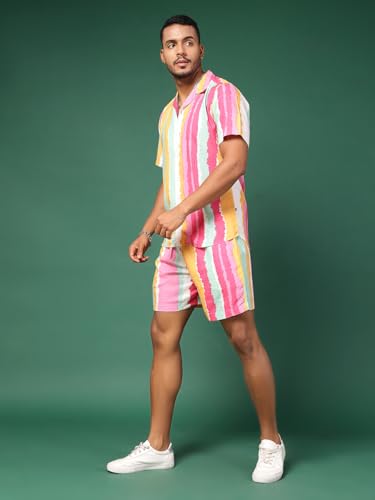 Image of Rigo Men's Rayon Striped Pajama Set Pack of 1 (SET04241037RS-L Multicolour L)