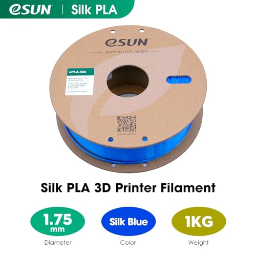Image of eSUN Silk PLA Filament 1.75mm, Silky Shiny 3D Printer Filament PLA, Dimensional Accuracy + /- 0.05mm, 1KG Spool (2.2 LBS) 3D Printing Filament for 3D Printers, Silk Blue