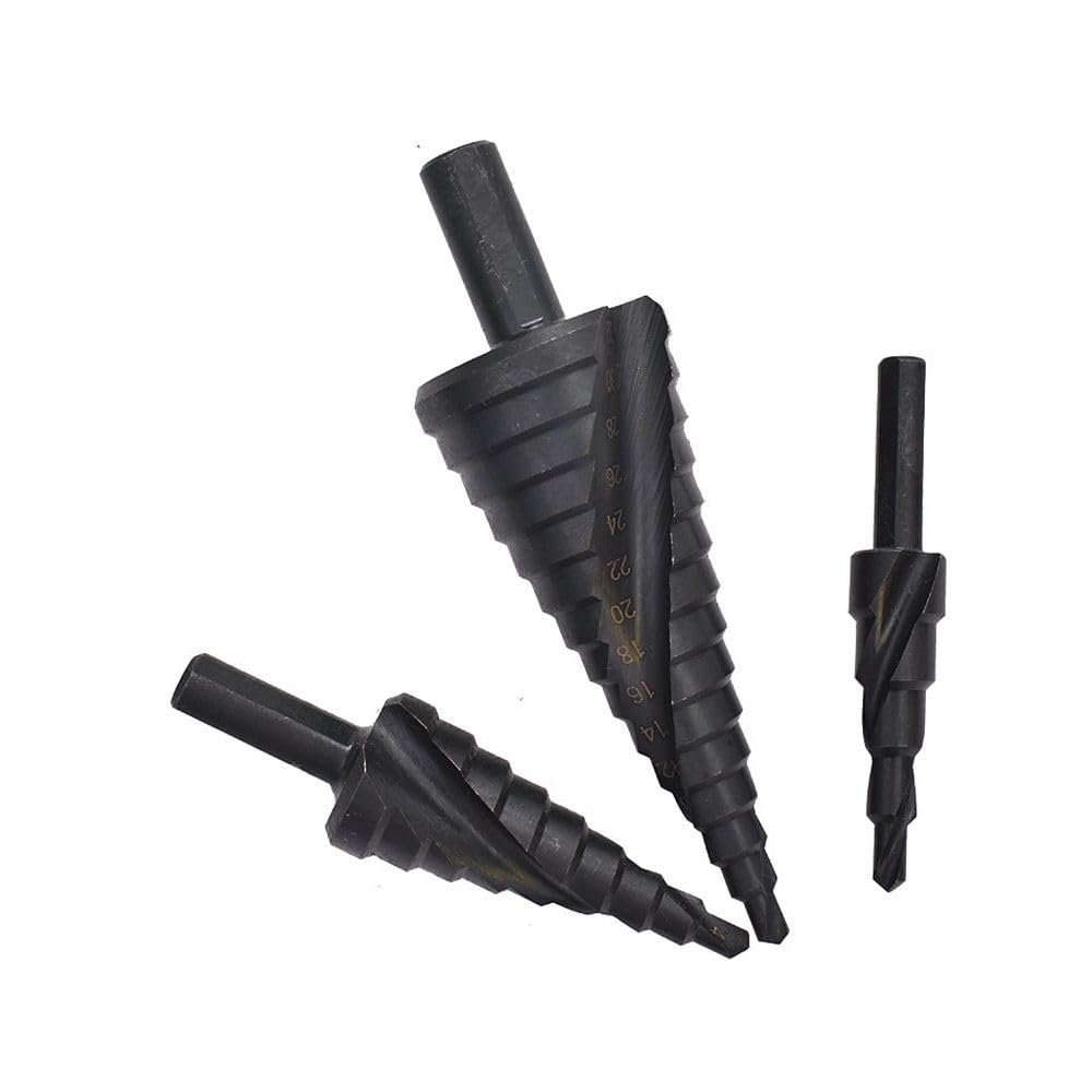 1/3 pezzi 4-12mm 4-20mm 4-32mm HSS punte a gradini scanalati a spirale codolo esagonale nitrurazione cono conico nero taglierina for trapano elettrico professionale(1Pcs 4-32mm Black)