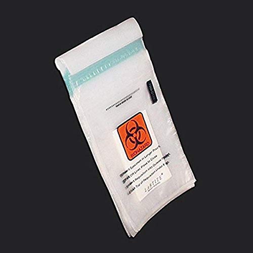 Image of Globe Scientific 4923 Biohazard Bag, 6 inch x 10 inch, GlueSeal, Absorb Pad