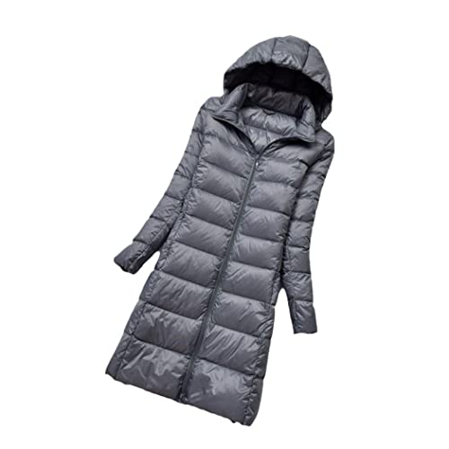 Doudoune d'hiver longue coupe-vent femme manteau chaud gris XL capuche