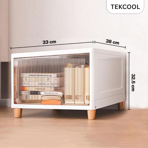 Image of TEKCOOL 1 Tier Foldable Plastic Rack for Storage /Kitchen Cupboard /Versatile and Sturdy Wardrobe for Clothes /Multipurpose Storage Organizer /Closet for Bedroom /Living Room /Laundry Room (Transparent);-