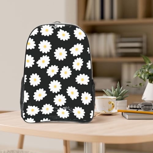 Grand sac à dos en PVC transparent White Daisy imperméable - 5