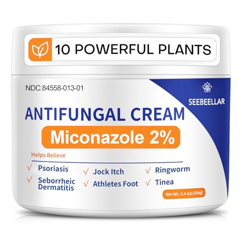 Seebeellar Antifungal Cream for Athletes Foot Jock Itch Ringworm Seborrheic Dermatitis Folliculitis Tinea Miconazole 2% Skin Fungus Relief Anti Fungal Athletes Foot Treatment for Humans 3.4 oz 100g