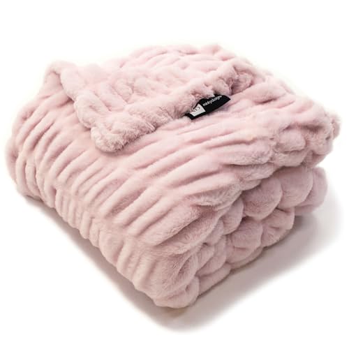 Minky Designs Blossom Pink Minky Blanket – Ultra Soft Faux Fur Throw Blanket for Couch, Bed & Home – Fluffy, Warm & Luxurious – Chic Collection (Small, 30x36)