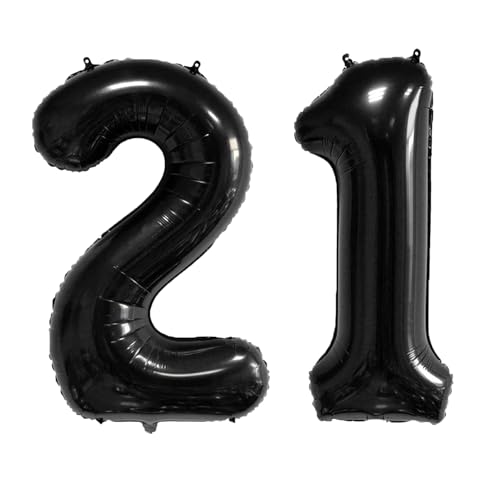40 Inch Number Balloons 12/21 Black Big Giant Jumbo Number Foil Mylar Balloons for 12th/21th Birthday Party Supplies Anniversary Events Decorations(black-12/21)