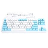【Blaue und weiße mechanische Tastatur, QWERTY Layout】 - Hergestellt aus 2 Arten von originalen ABS-Partikeln in Farbkunststofftechnik. Die Charaktere sind verschleißfest und nicht leicht zu verblassen, und die Tastenkappen haben eine zarte Textur. Stil 1: Die Hauptfarbe ist blau mit Weiß. Stil 2: Die Hauptfarbe ist weiß mit blau