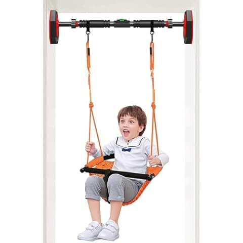 ROPECUBE Baby Swing, Toddler Swing + Pull Up Bar for Doorway (Adjustable Width Workout Bars), Indoor Swing Set, Swing Seat for Kids with Adjustable Ropes, for Outdoor Indoor, Backyard Cover