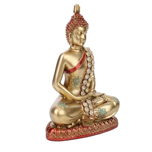 Escultura de Buda Zen, estatua de resina, acabado dorado, decoración decorativa de meditación para dormitorio, sala de acenta, sala de estar, arte de canal de arte, estantería espiritual, decoración