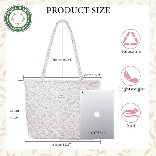 Image of Sunwel Fashion Top Zipper Floral Quilted Bag Small Tote Bag for Women
