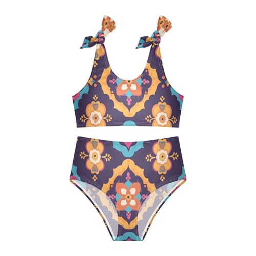 KLL Moroccan Medallion Girl 2 Piece Bikini Sets Scoop Neck Bathing Suit Swimwear Adjustable Shoulder Strap3